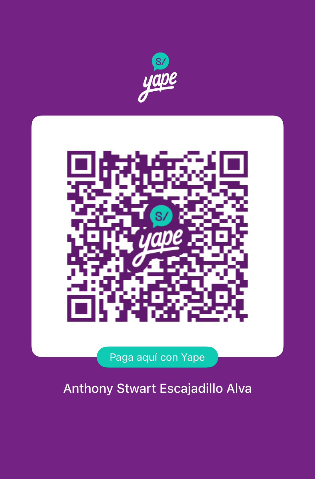 QR de pago Yape — Anthony Stwart Escajadillo Alva